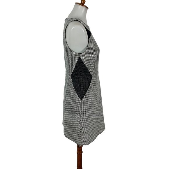 Banana Republic Gray White Dress 8 Sleeveless Career Workwear Back Zip Office - Picture 3 of 6